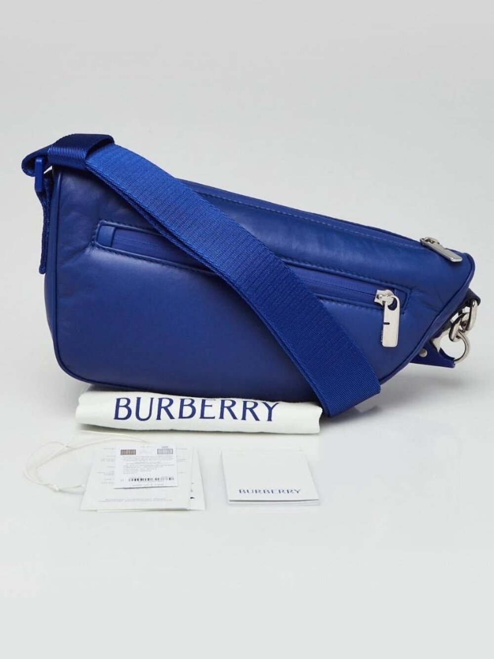 Burberry Blue Knight Leather Shield Crossbody Bag - Picture 2 of 11